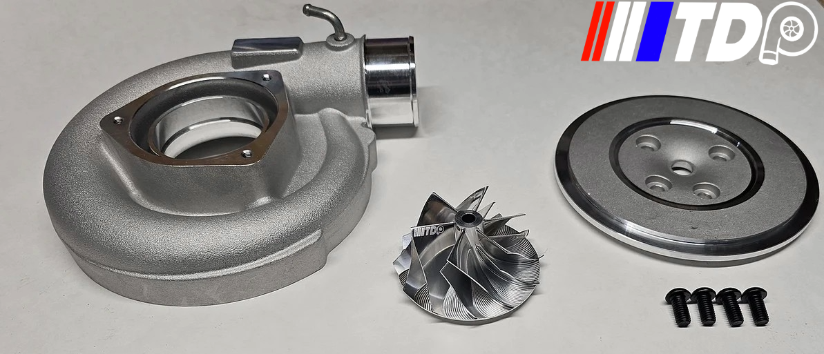 01-04 LB7 6.6 Duramax 64mm Compressor Cover, Backplate, and 64mm Billet Wheel