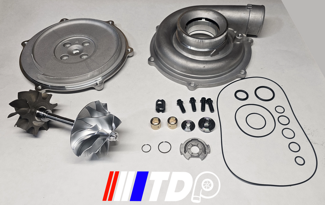 03 Only Powerstroke 6.0 63.5 Comp Cover, 9 Blade Turbine, 63.5 Billet Wheel Kit