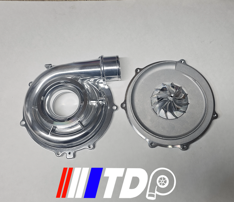 06-07 LBZ 6.6 Duramax 68mm Comp Cover, Machined Backplate, and 68mm Billet Wheel image 0