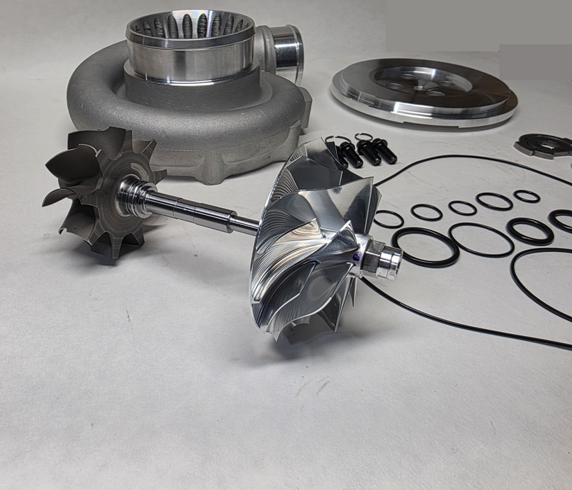 03 Only 6.0 Powerstroke 68mm Billet Wheel, 68mm Comp Cover Kit, and 9 Blade Turbine