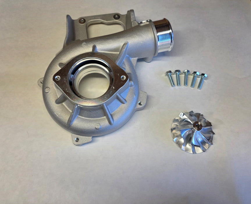 17-23 6.6 Duramax L5P 64mm Comp Cover, 64mm Billet Wheel, and Compressor Bolts