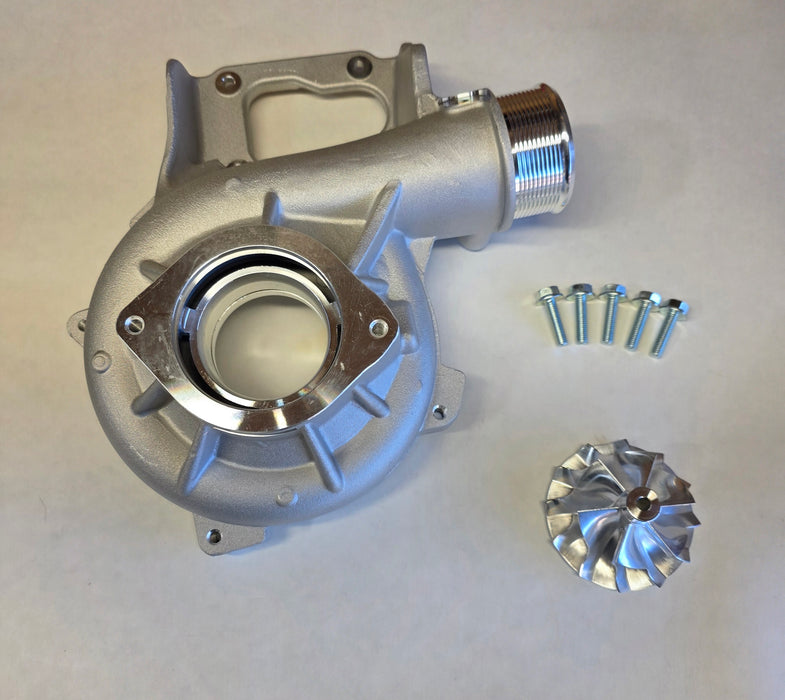 17-23 6.6 Duramax L5P 64mm Comp Cover, 64mm Billet Wheel, and Compressor Bolts