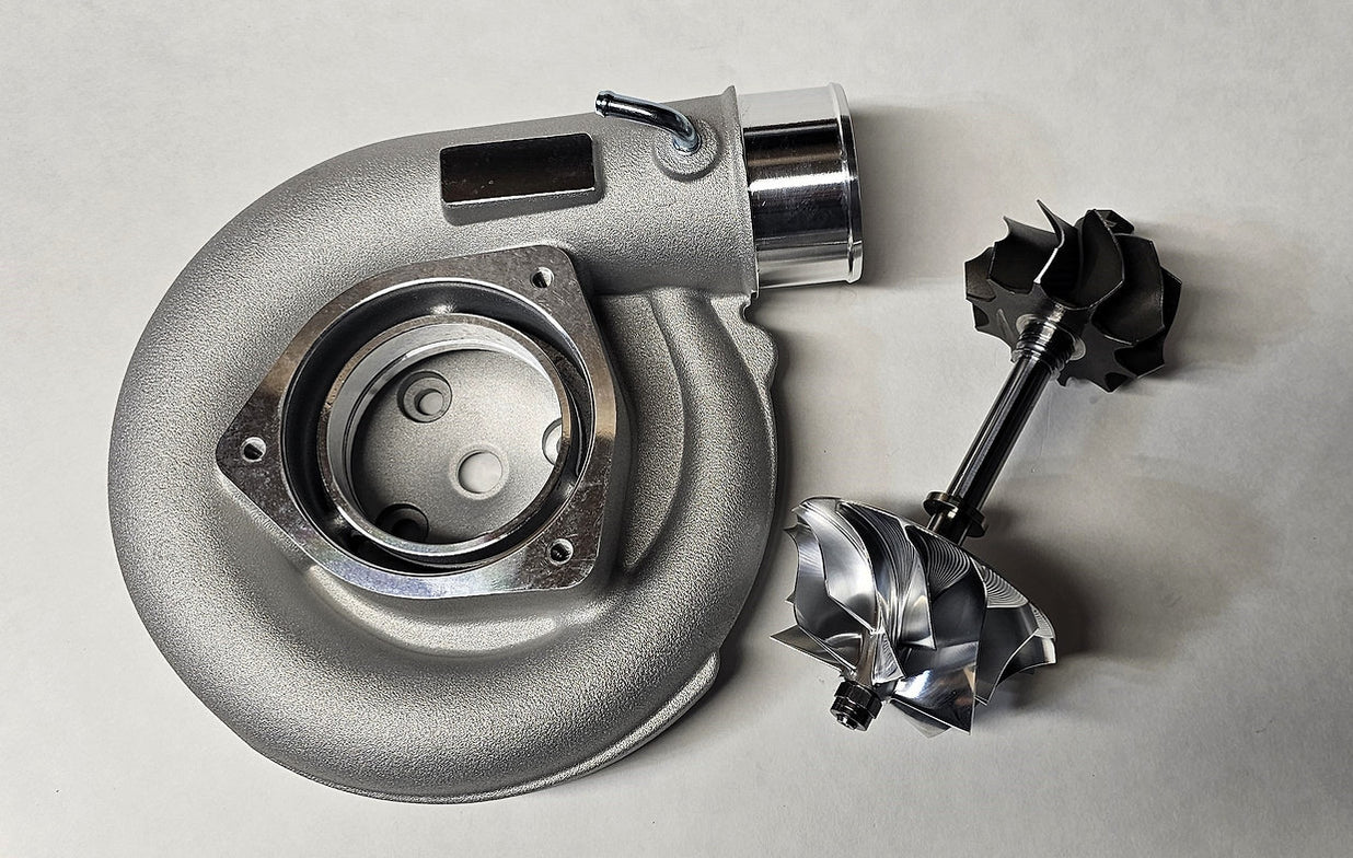 01-04 LB7 6.6 Duramax 64mm Comp Cover, 10 Blade Turbine, 64mm Billet W ...